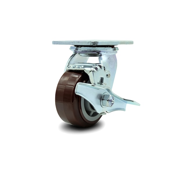 4 Inch Polyurethane Swivel Caster with Ball Bearing and Brake